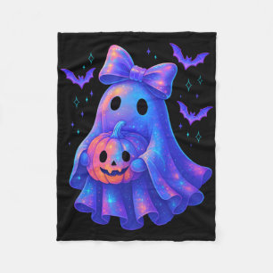 Cute Ghost Coquette Bow Halloween Spooky Season Gi Fleece Blanket