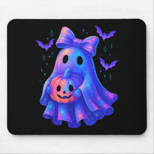 Cute Ghost Coquette Bow Halloween Spooky Season Mouse Pad
