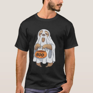 Cute Ghost Costume Boo Funny Halloween Sloth T-Shirt