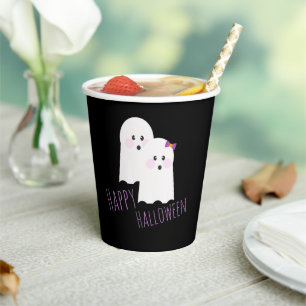Cute Ghost Couple Ghoul Halloween Paper Cups