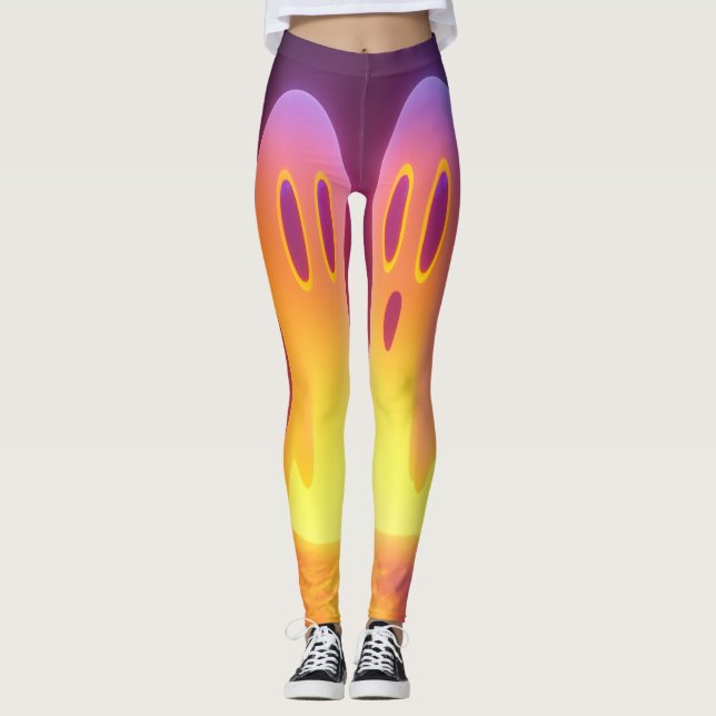 Cute Ghost Couple – Glow in the Dark Style Art Leggings (Front)