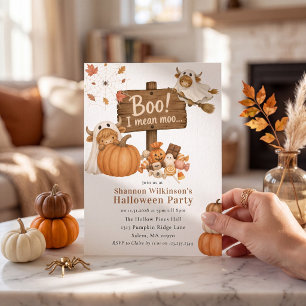 Cute Ghost Cow Halloween Invitation