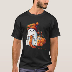 Cute Ghost Crochet Knitting Lovers Halloween T-Shirt