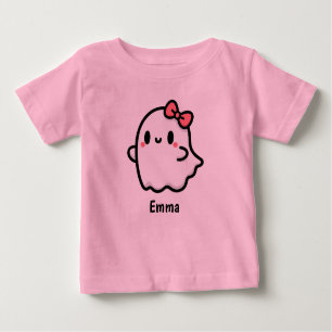 Cute Ghost Custom Name Halloween Baby T-Shirt