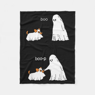 Cute Ghost Dog Corgi Halloween Boo Boop Funny Fleece Blanket