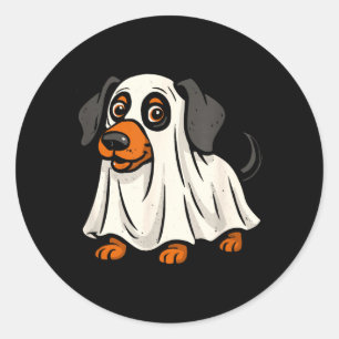 Cute Ghost Dog Halloween Dachshund Classic Round Sticker