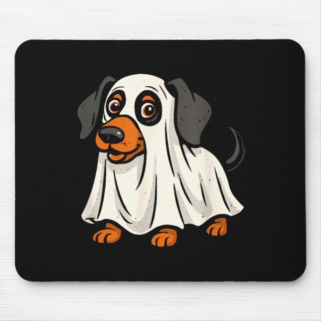 Cute Ghost Dog Halloween Dachshund Mouse Pad (Front)