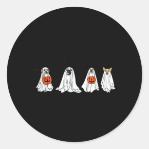 Cute Ghost Dog Halloween Men Women Classic Round Sticker