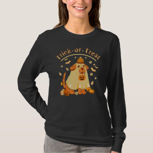 Cute Ghost dog Retro Spooky Season Funny Halloween T-Shirt