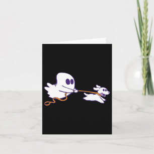 Cute Ghost Dog Walker Graphic Halloween Costume Card