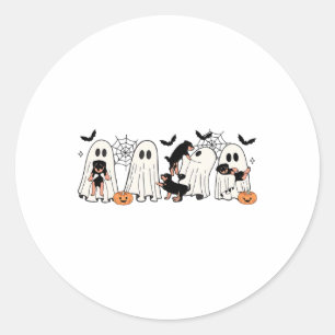 Cute Ghost Dogs Dog Lover Men Women Kids Halloween Classic Round Sticker