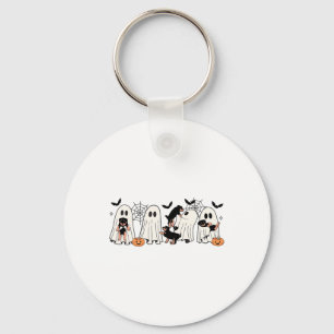 Cute Ghost Dogs Dog Lover Men Women Kids Halloween Key Ring
