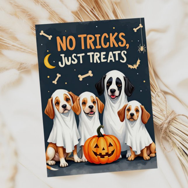 Cute Ghost Dogs Funny Halloween Card (Cute ghost dog funny Halloween card)