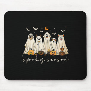 Cute Ghost Dogs Happy Halloween Spooky Season Tric Mouse Pad