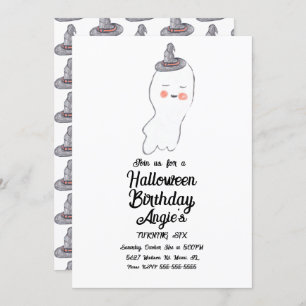 Cute Ghost Doodle Halloween Birthday Party Event  Invitation