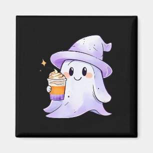 Cute Ghost Drinking Coffee Couple Halloween Coffee Magnet