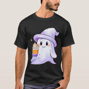 Cute Ghost Drinking Coffee Couple Halloween Coffee T-Shirt