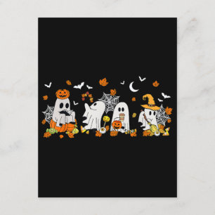 Cute Ghost Drinking Coffee Halloween Fall Ghost Bo Enclosure Card