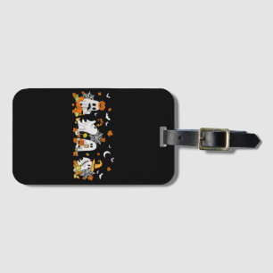 Cute Ghost Drinking Coffee Halloween Fall Ghost Bo Luggage Tag