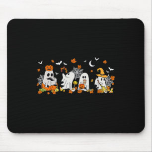 Cute Ghost Drinking Coffee Halloween Fall Ghost Bo Mouse Pad