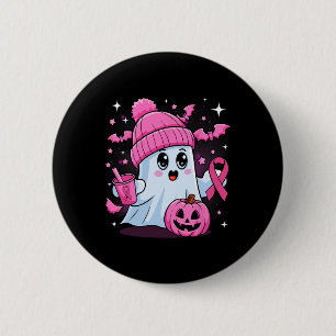 Cute Ghost Drinking Coffee Halloween Ghost Breast 6 Cm Round Badge