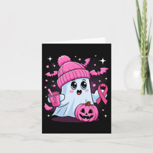 Cute Ghost Drinking Coffee Halloween Ghost Breast  Card