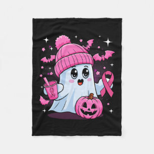 Cute Ghost Drinking Coffee Halloween Ghost Breast Fleece Blanket