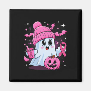 Cute Ghost Drinking Coffee Halloween Ghost Breast Magnet