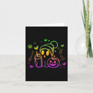 Cute Ghost Drinking Coffee Halloween Ghost Coffee Card