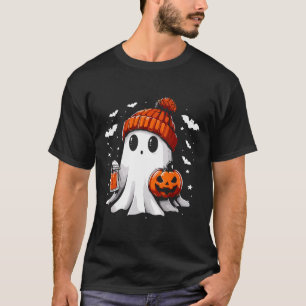 Cute Ghost Drinking Coffee Halloween Ghost Coffee T-Shirt