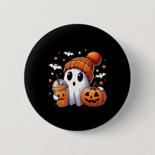 Cute Ghost Drinking Coffee Halloween Ghost Ice Cof 6 Cm Round Badge