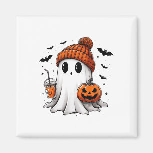 Cute Ghost Drinking Coffee Halloween Ghost Ice Cof Magnet