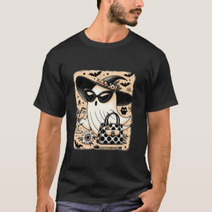 Cute Ghost Drinking Coffee Halloween Ghost Ice Cof T-Shirt