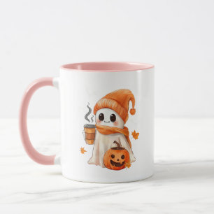 Cute Ghost Drinking Coffee Halloween Ghost Ice Mug