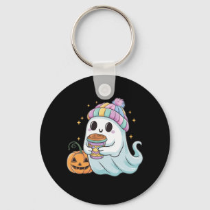 Cute Ghost Drinking Coffee Halloween Ice Coffee Wo Key Ring
