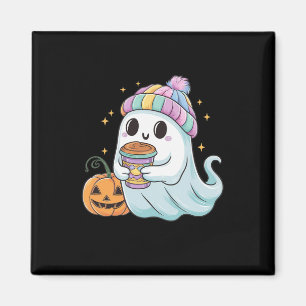 Cute Ghost Drinking Coffee Halloween Ice Coffee Wo Magnet