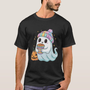 Cute Ghost Drinking Coffee Halloween Ice Coffee Wo T-Shirt