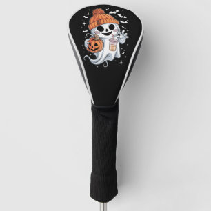 Cute Ghost Drinking Coffee Halloween Iced Coffee Golf Head Cover