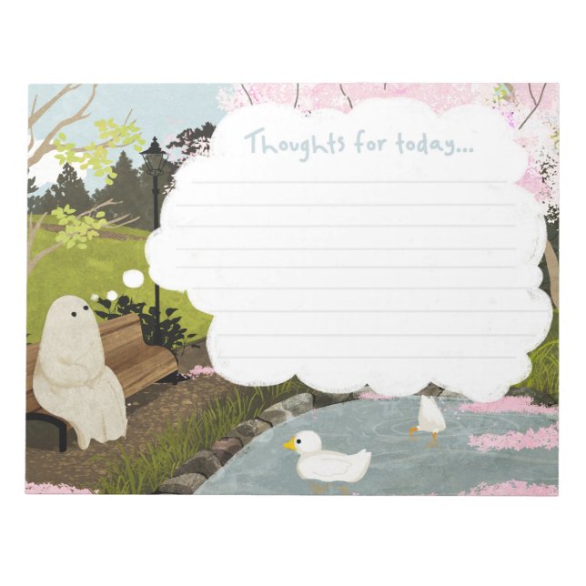 Cute Ghost - Duck Pond spring Notepad (Front)