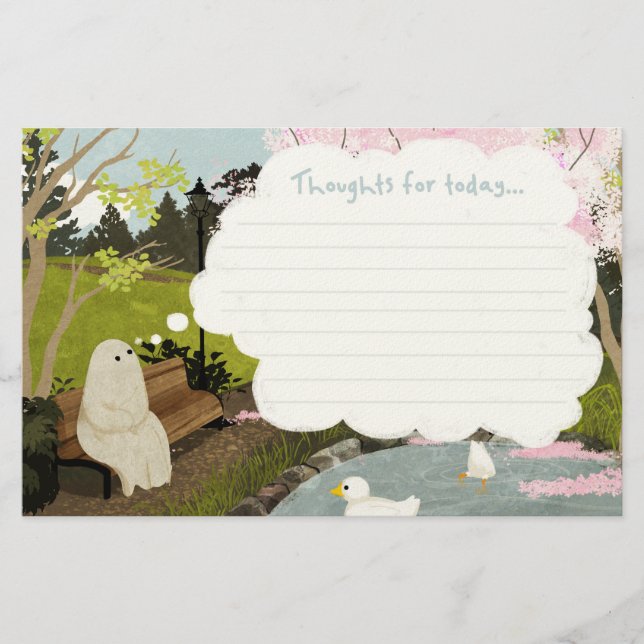 Cute Ghost - Duck Pond spring Stationery (Front)