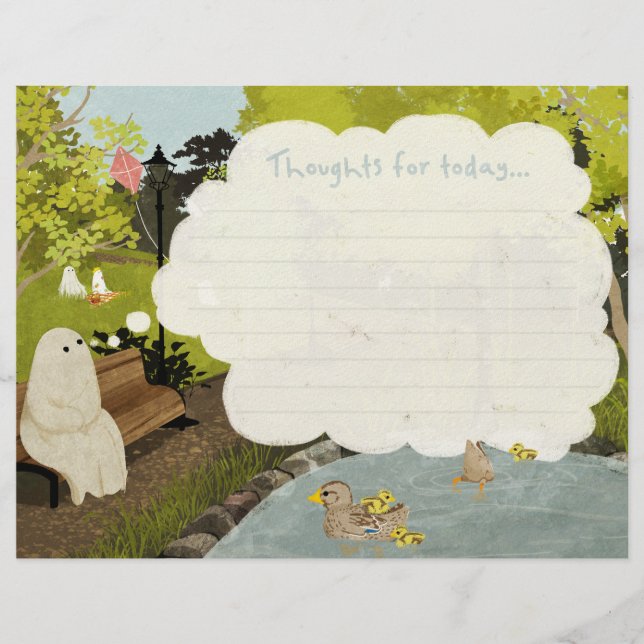 Cute ghost - Duck pond summer Custom Letterhead (Front)