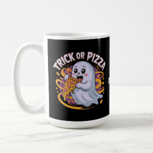 Cute Ghost Eating Pizza Fun Creepy Trick or Pizza Coffee Mug