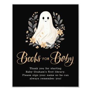 Cute Ghost Fall Books for Baby Shower Sign