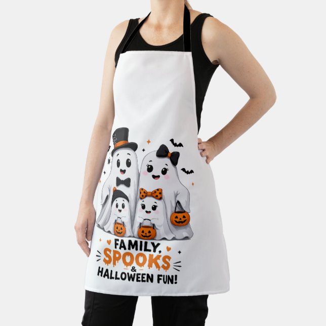 Cute Ghost Family Halloween Fun Apron (Insitu)