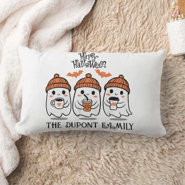 Cute Ghost Family Halloween Lumbar Cushion (Blanket)