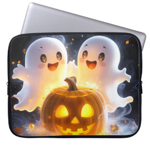 Cute Ghost Family Halloween Pumpkin Spooky Night Laptop Sleeve