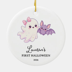 Cute Ghost First Halloween Ceramic Ornament