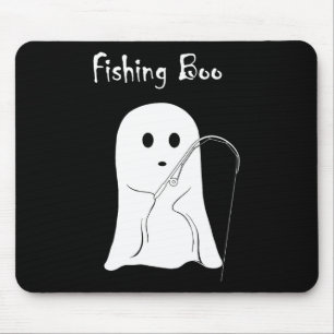 Cute Ghost Fishing Boo Halloween Spooky Season Cos Mouse Pad