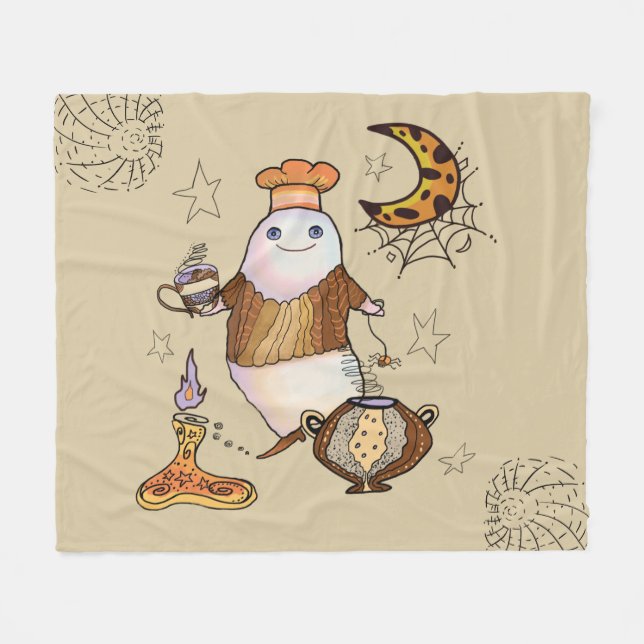 cute ghost  fleece blanket (Front (Horizontal))