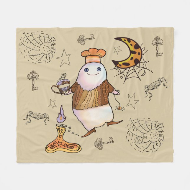 cute ghost  fleece blanket (Front (Horizontal))